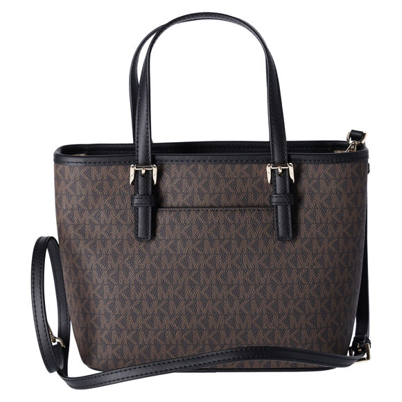 Michael Kors Jet Set Small XS Carryall Convertible Tote Crossbody Brown MK Black - Picture 10 of 12